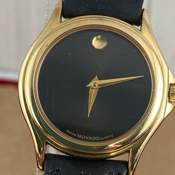 Vintage Movado Museum Gold Dot Swiss Quality Gold Watch Sapphire Crystal - Picture 1 of 7